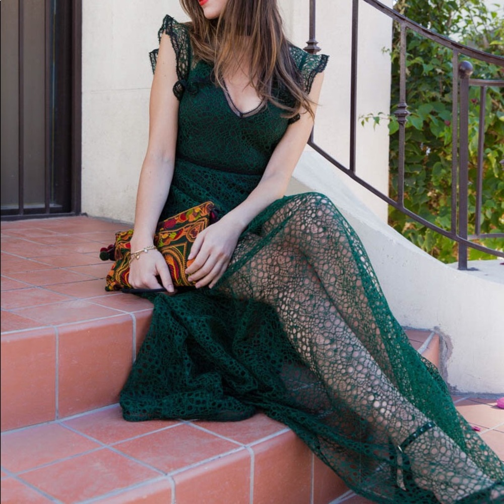 Green lace dress